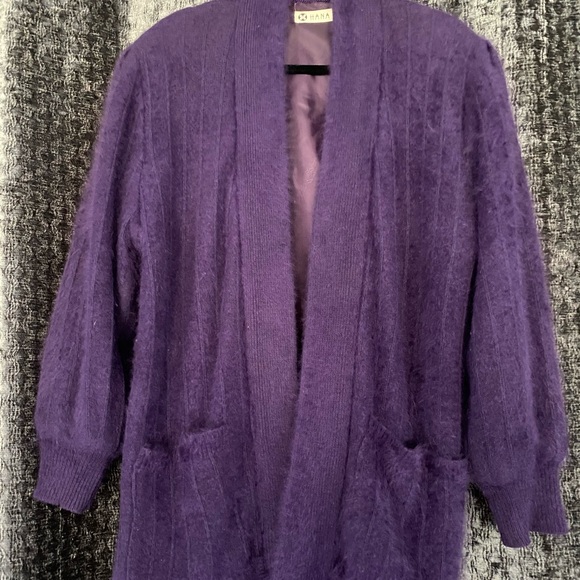 Sweaters - Women Sweater Cardigan long Purple Angora 80%